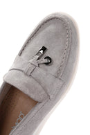 Women's Gray Suede Leather Comfort Loafer | Derimod