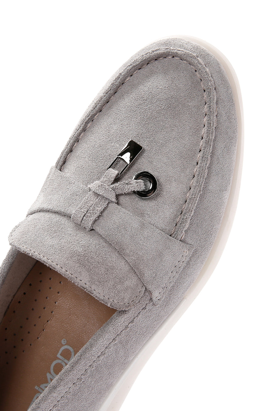 Women's Gray Suede Leather Comfort Loafer