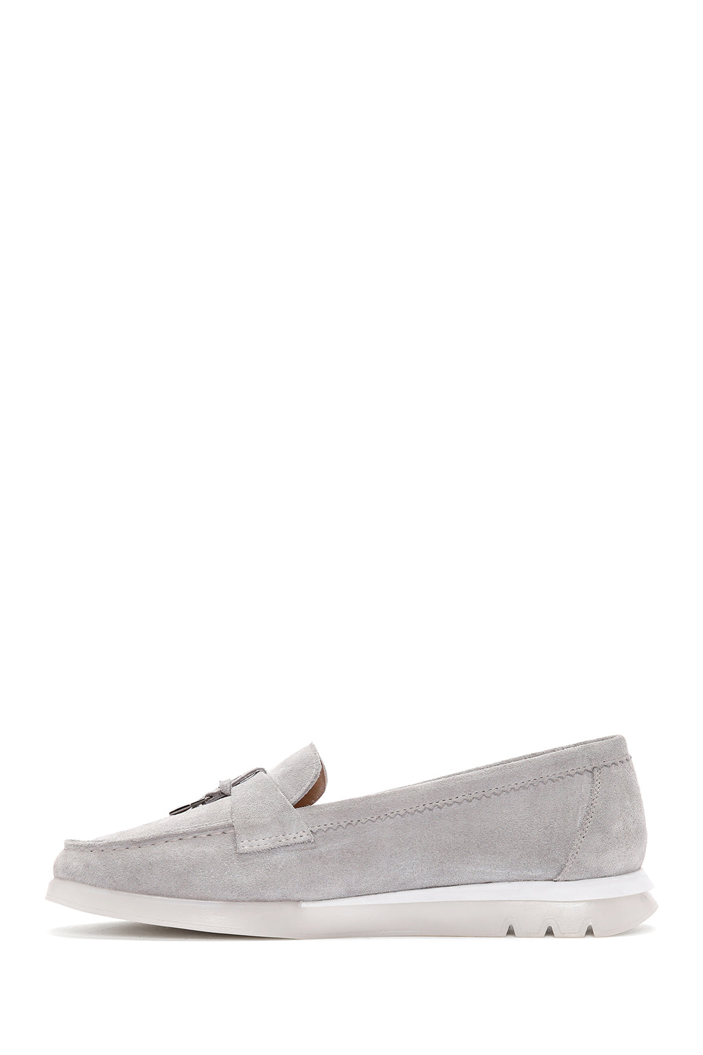 Kadın Gri Süet Deri Comfort Loafer