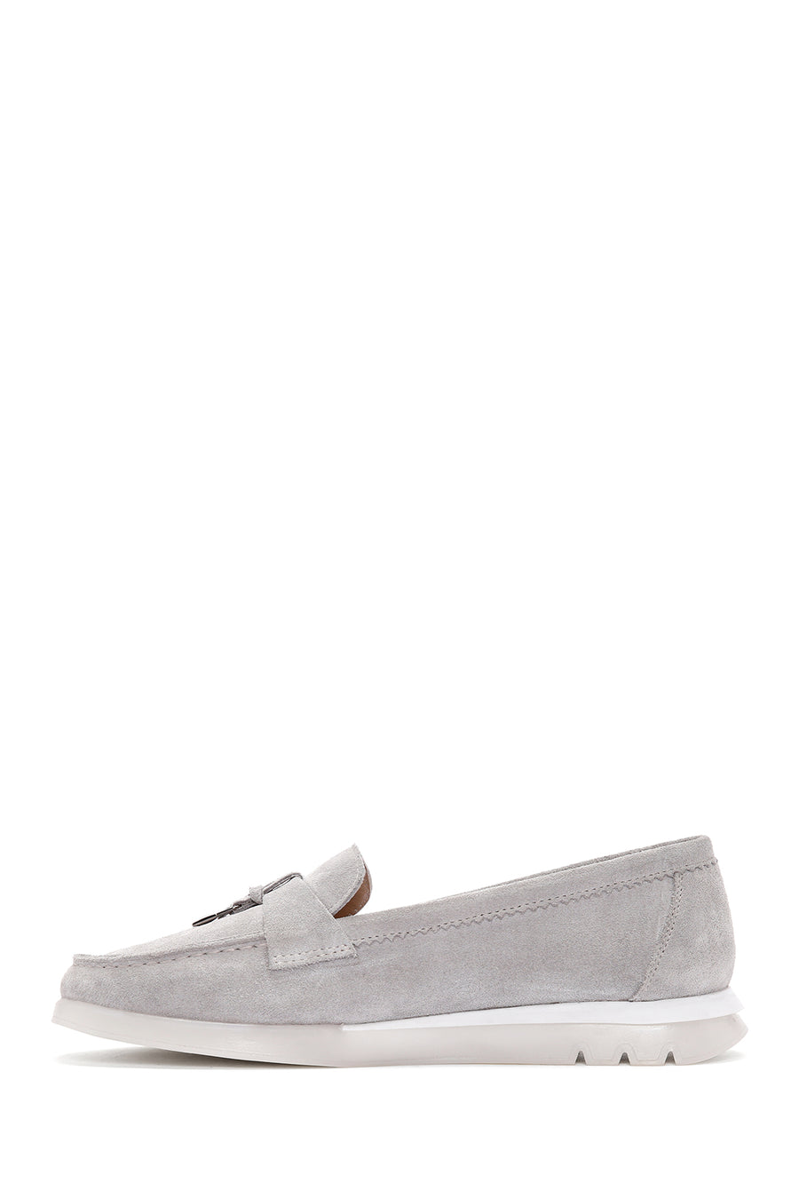 Women's Gray Suede Leather Comfort Loafer