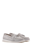 Women's Gray Suede Leather Comfort Loafer | Derimod