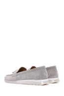 Women's Gray Suede Leather Comfort Loafer | Derimod