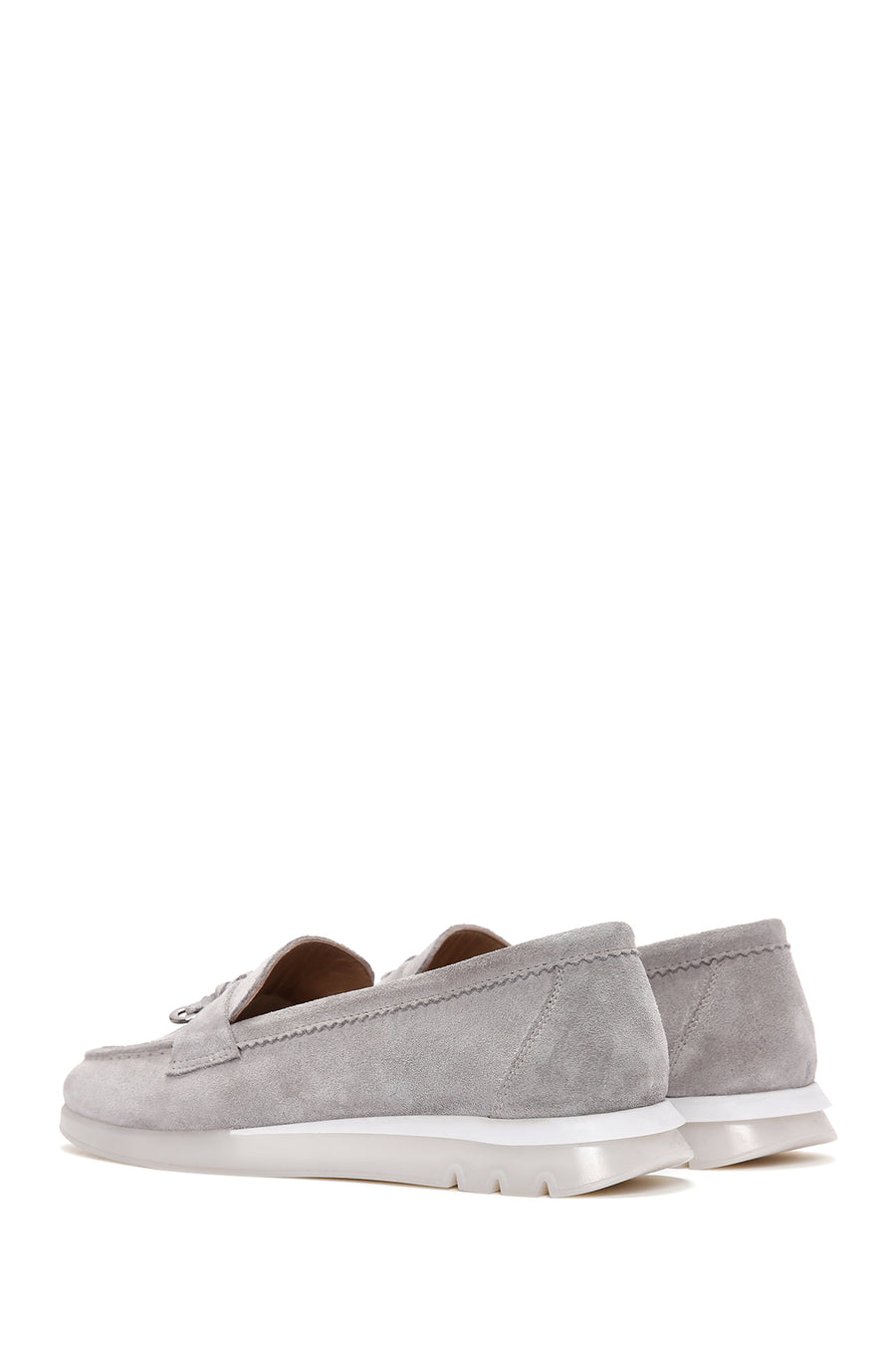 Women's Gray Suede Leather Comfort Loafer