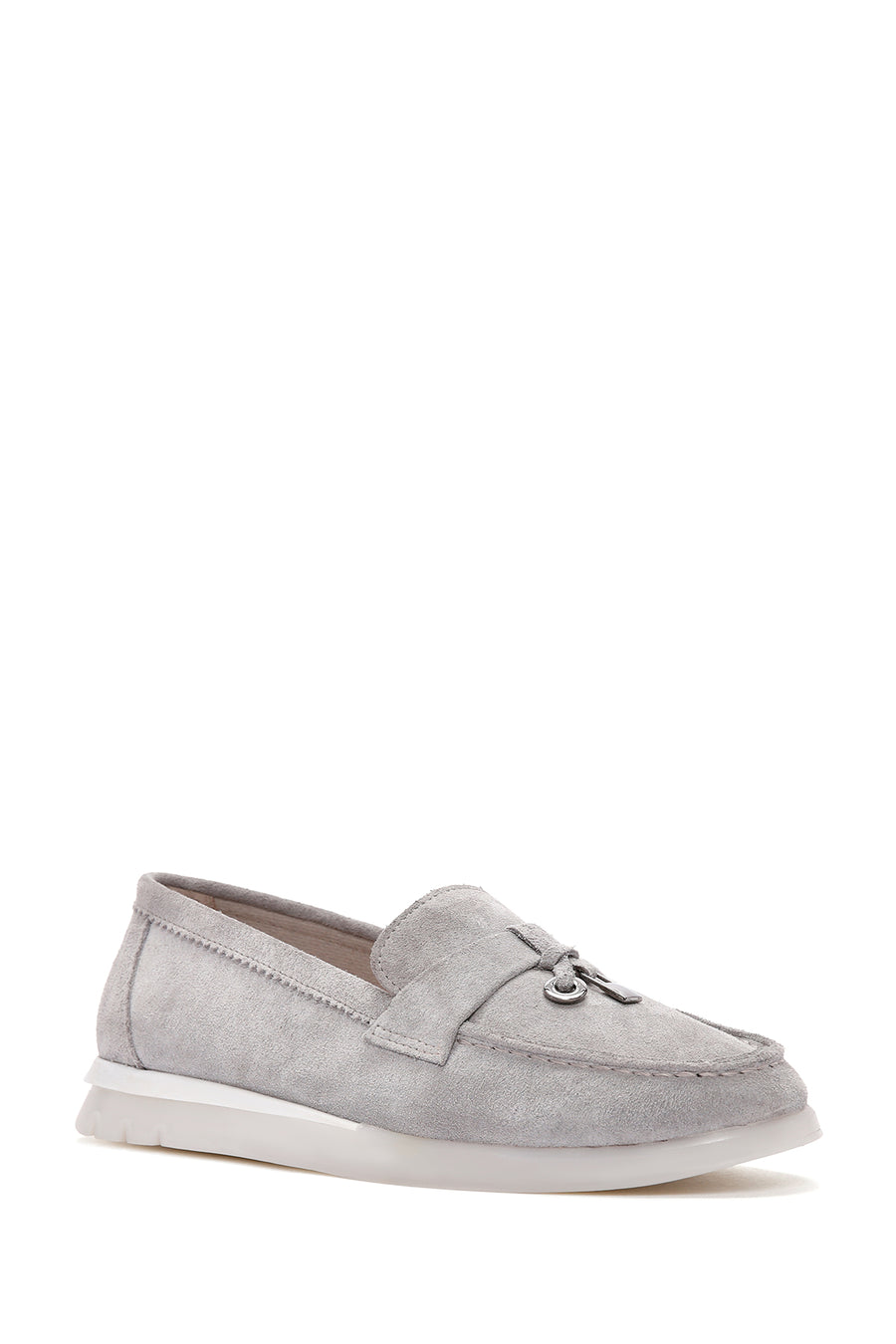 Women's Gray Suede Leather Comfort Loafer