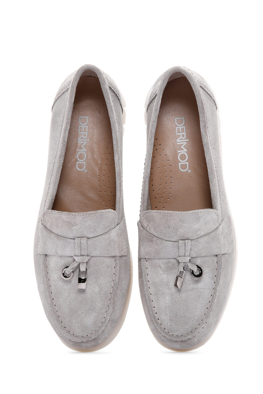 Women's Gray Suede Leather Comfort Loafer