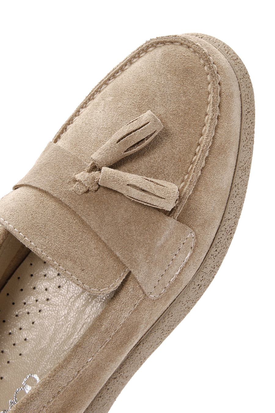 Kadın Bej Süet Deri Comfort Loafer