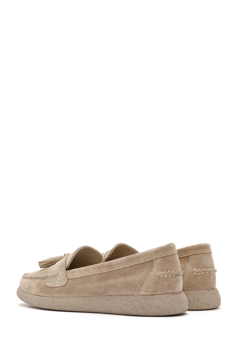 Kadın Bej Süet Deri Comfort Loafer
