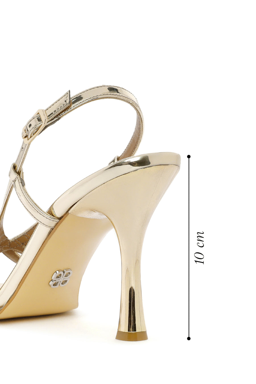 Women's Gold Ankle Buckle Thin Heel Leather Metallic Sandals
