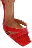 Women's Red Ankle Strap Thin Heeled Patent Leather Sandals | Derimod