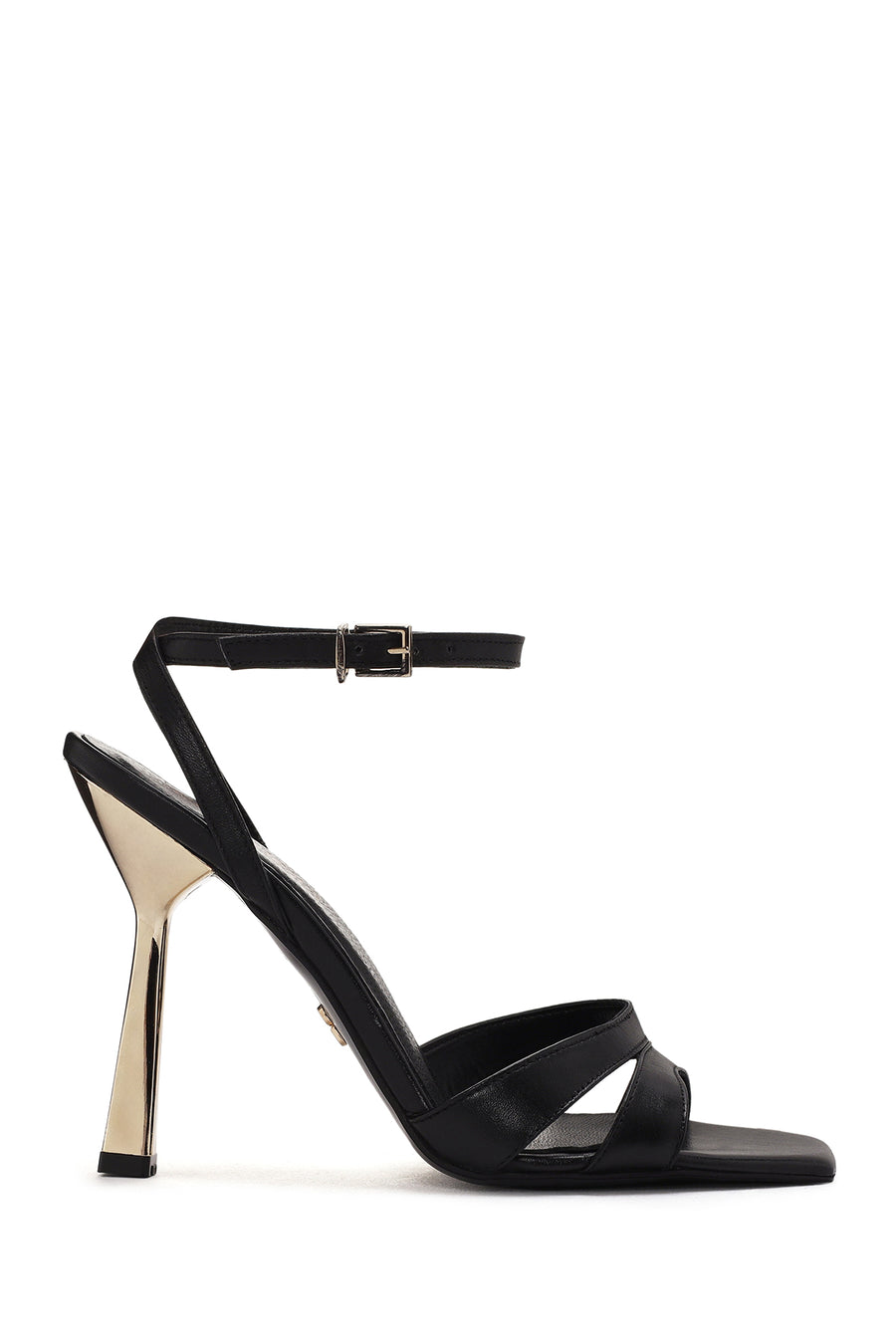 Women's Black Ankle Strap Thin Heeled Leather Sandals 24SFD160618 | Derimod