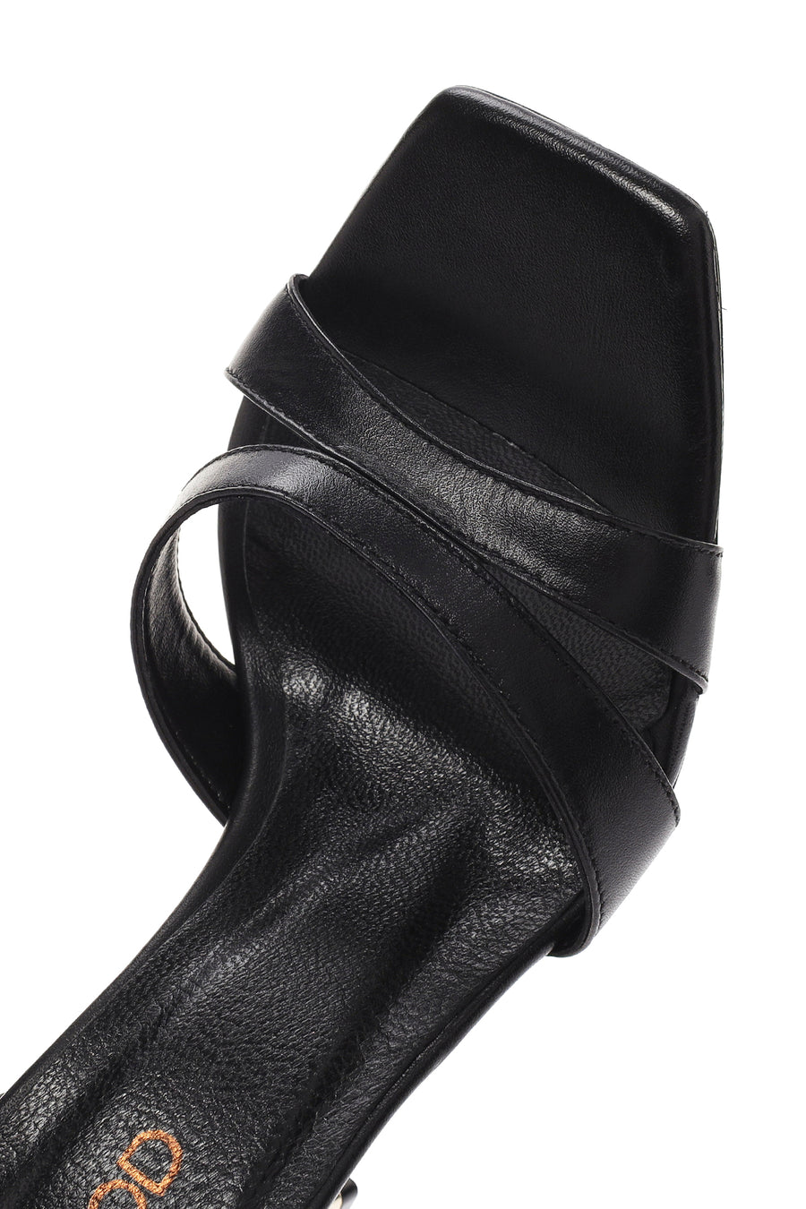 Women's Black Ankle Strap Thin Heeled Leather Sandals