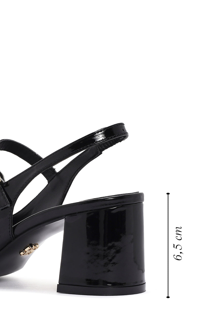 Kadın Siyah Arkası Açık Bantlı Topuklu Rugan Deri Stiletto