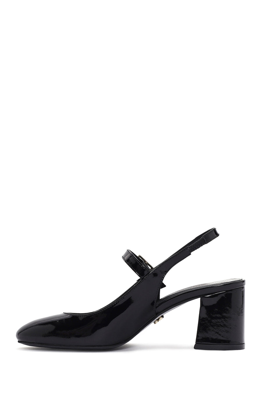 Kadın Siyah Arkası Açık Bantlı Topuklu Rugan Deri Stiletto