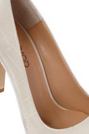 Women's Beige Thin Heel Crocodile Patterned Leather Stiletto | Derimod