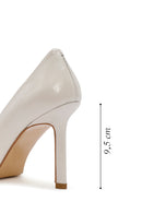 Women's Beige Thin Heel Crocodile Patterned Leather Stiletto | Derimod