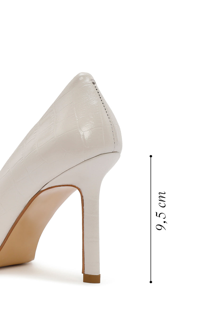 Women's Beige Thin Heel Crocodile Patterned Leather Stiletto
