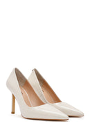 Women's Beige Thin Heel Crocodile Patterned Leather Stiletto | Derimod