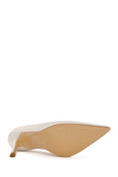 Women's Beige Thin Heel Crocodile Patterned Leather Stiletto | Derimod