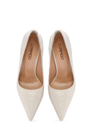Women's Beige Thin Heel Crocodile Patterned Leather Stiletto | Derimod