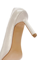 Women's Beige Thin Heel Crocodile Patterned Leather Stiletto | Derimod