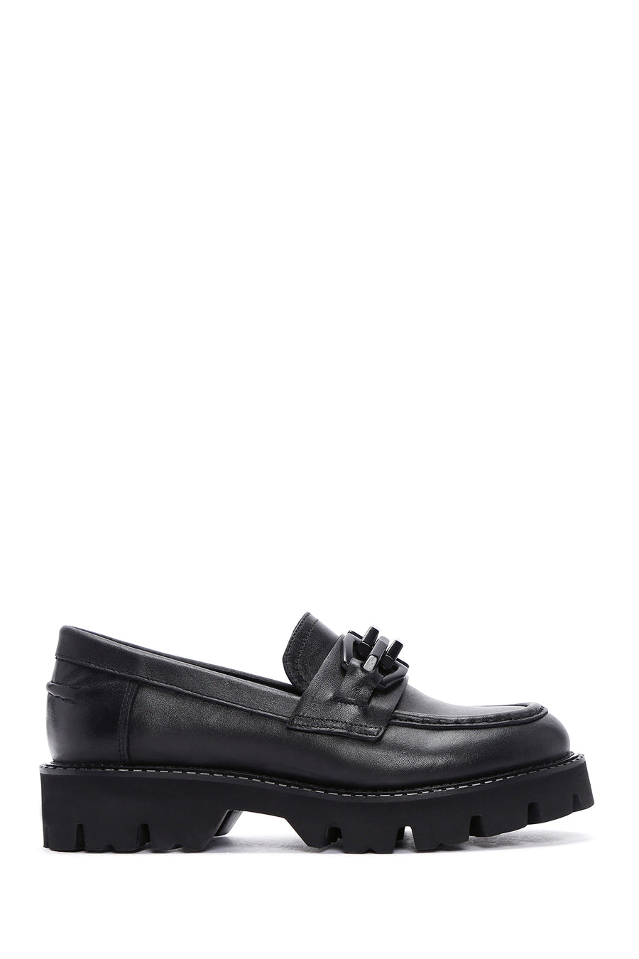 Kadın Siyah Deri Maskülen Loafer 24SFD180718 | Derimod