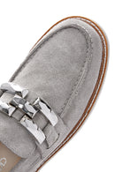 Kadın Gri Süet Deri Maskülen Loafer | Derimod