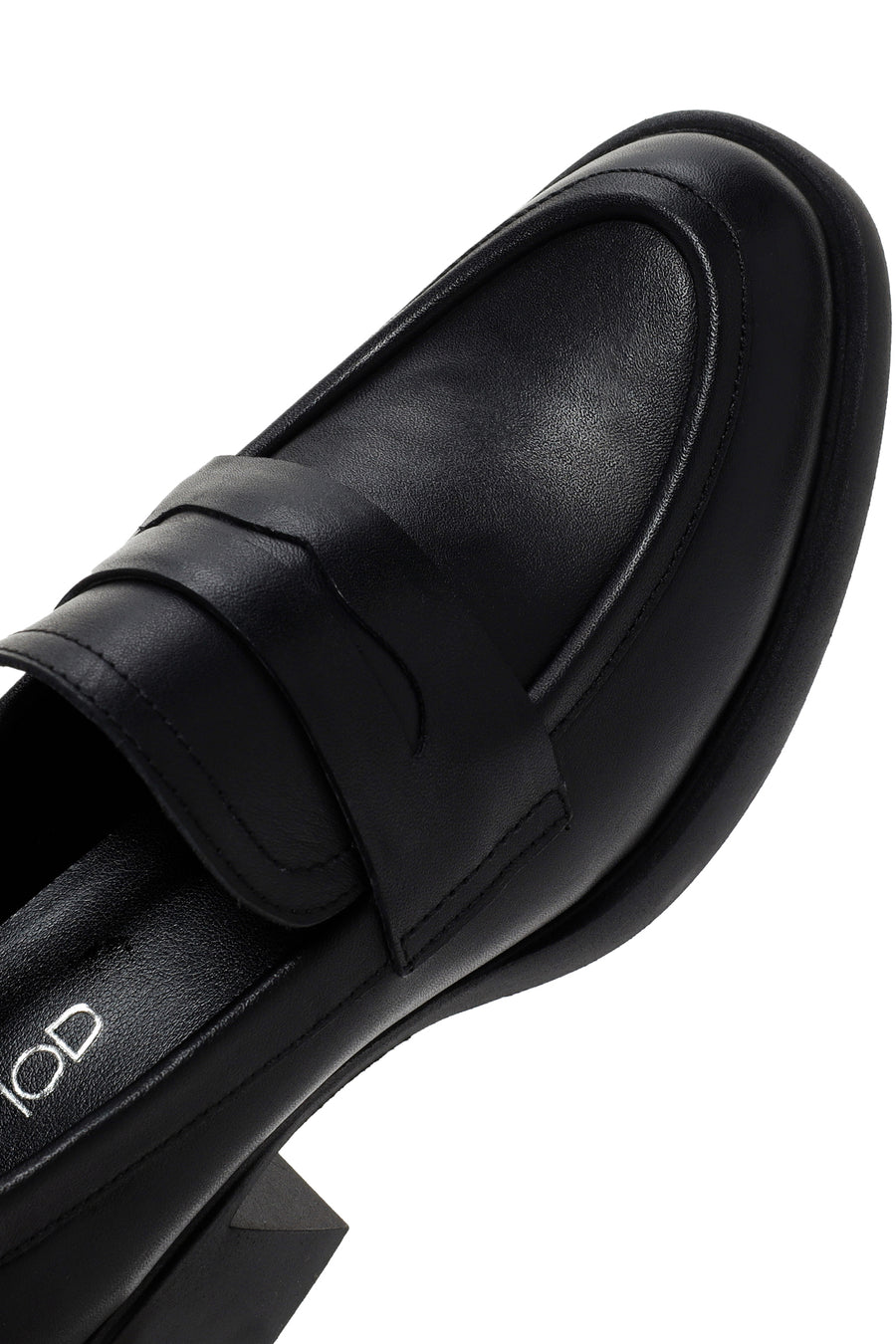 Women's Black Thick Heeled Leather Masculine Loafer