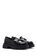 Kadın Siyah Rugan Deri Maskülen Loafer | Derimod