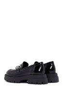 Kadın Siyah Rugan Deri Maskülen Loafer | Derimod