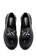 Kadın Siyah Rugan Deri Maskülen Loafer | Derimod