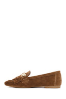 Kadın Taba Püsküllü Süet Deri Maskülen Loafer | Derimod