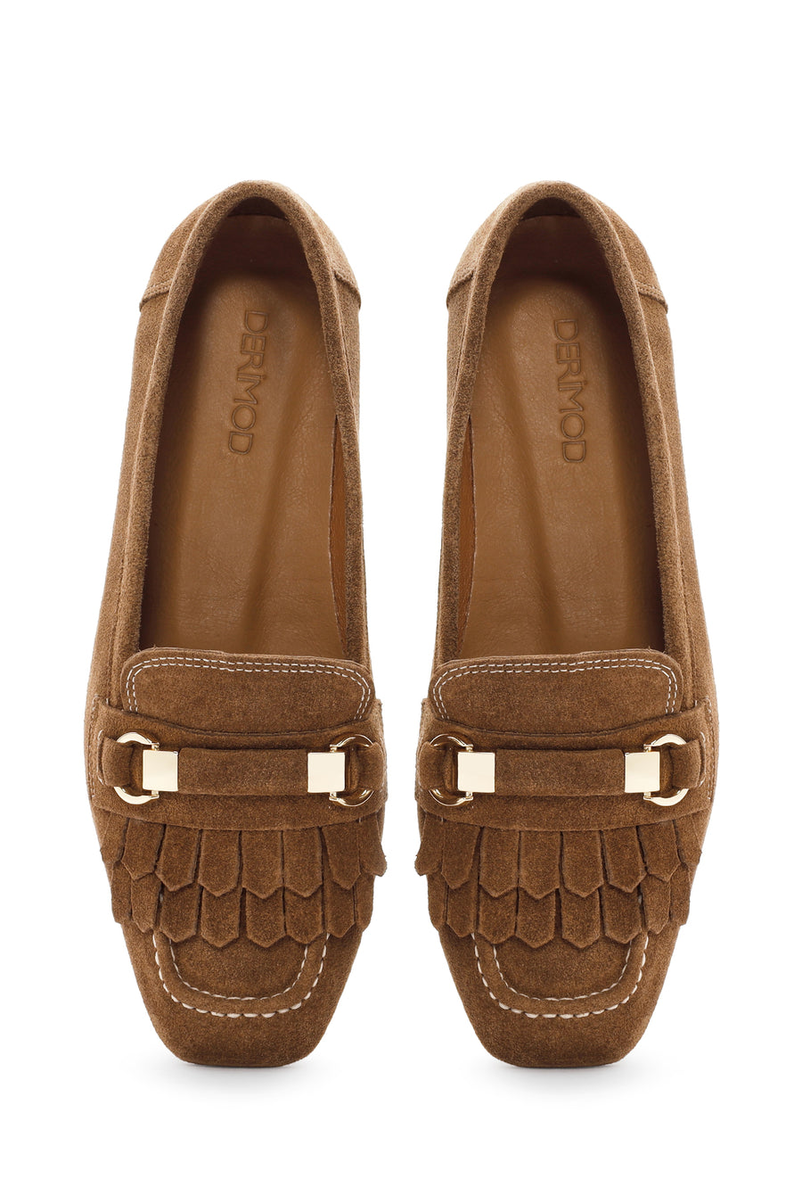 Kadın Taba Püsküllü Süet Deri Maskülen Loafer