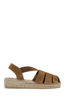 Women's Tan Suede Leather Espadrille | Derimod