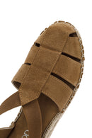 Women's Tan Suede Leather Espadrille | Derimod
