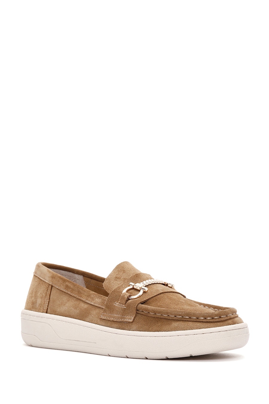 Kadın Kahverengi Süet Deri Casual Loafer