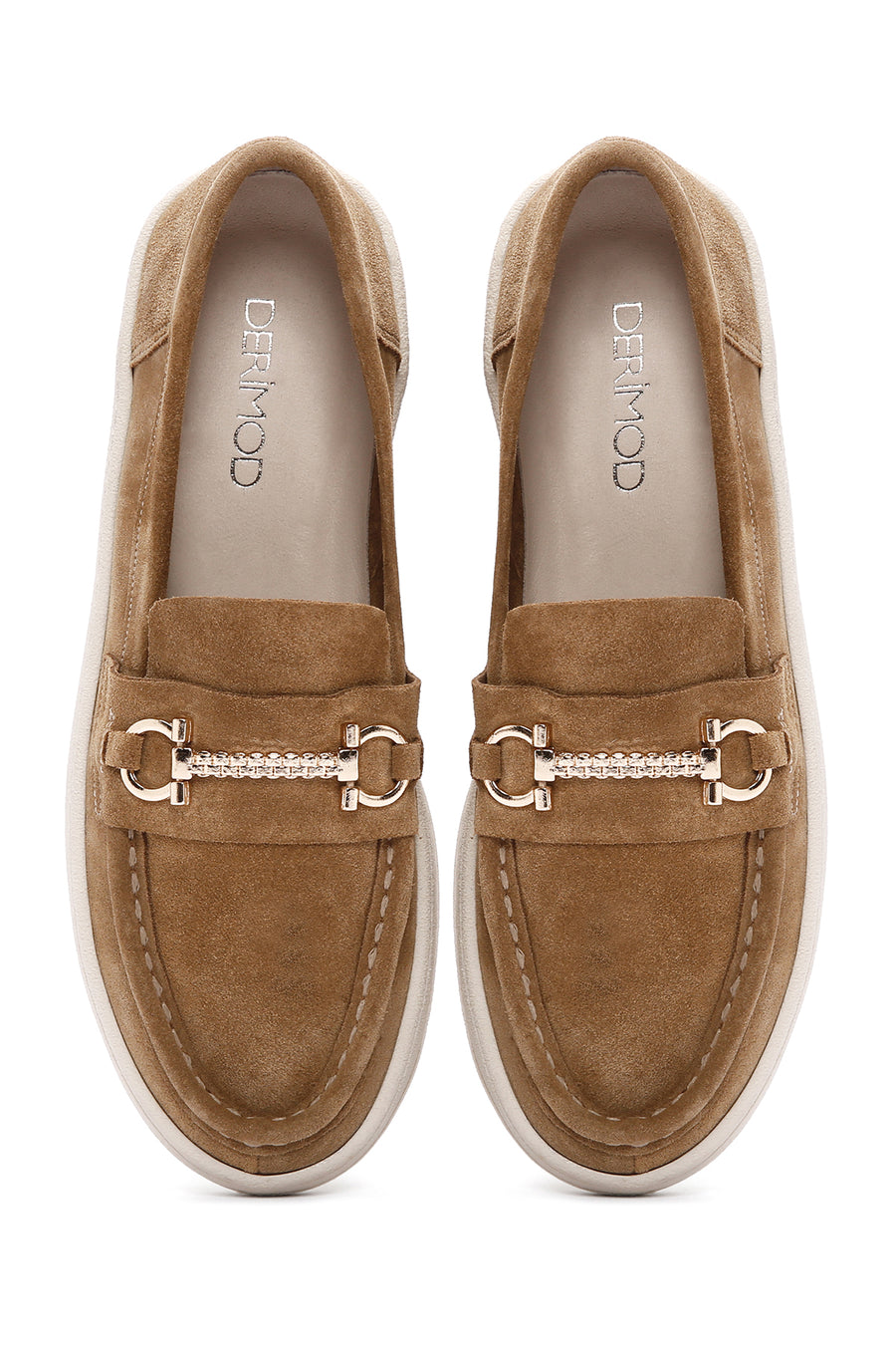 Kadın Kahverengi Süet Deri Casual Loafer