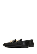 Women's Black Leather Masculine Loafer | Derimod