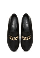 Women's Black Leather Masculine Loafer | Derimod