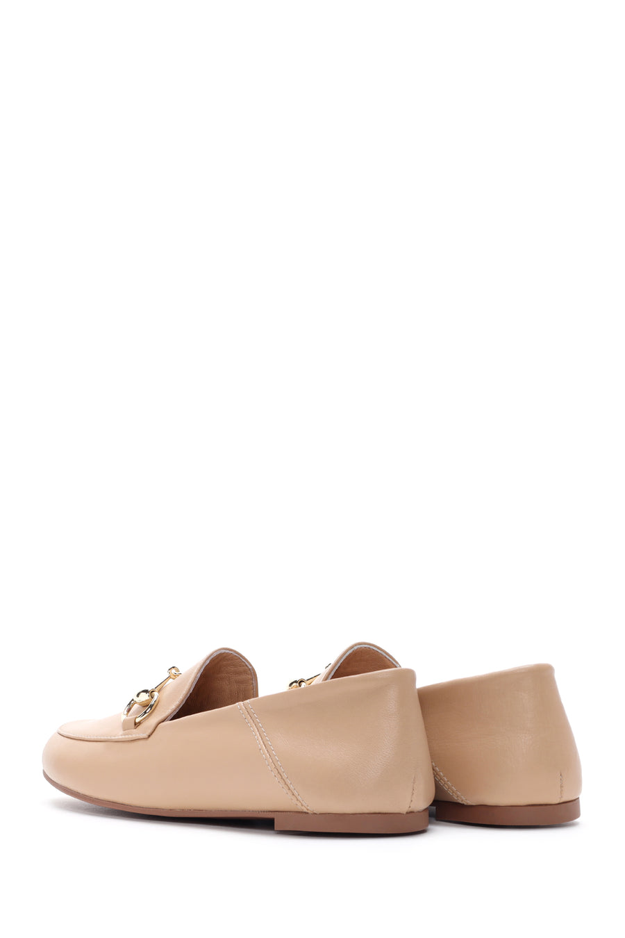 Women's Beige Leather Masculine Loafer