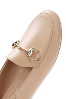 Women's Beige Leather Masculine Loafer | Derimod