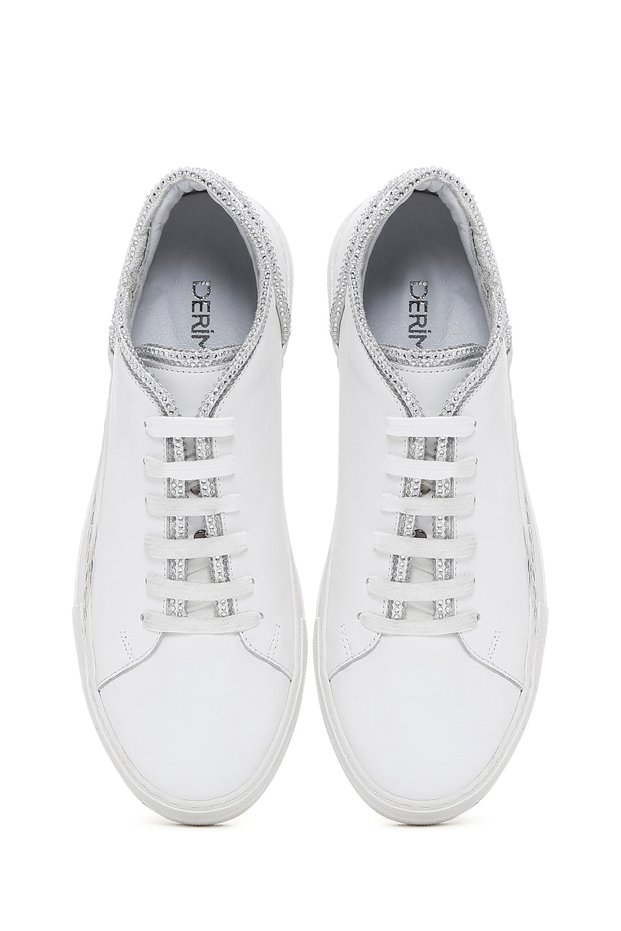 Kadın Beyaz Bağcıklı Deri Sneaker
