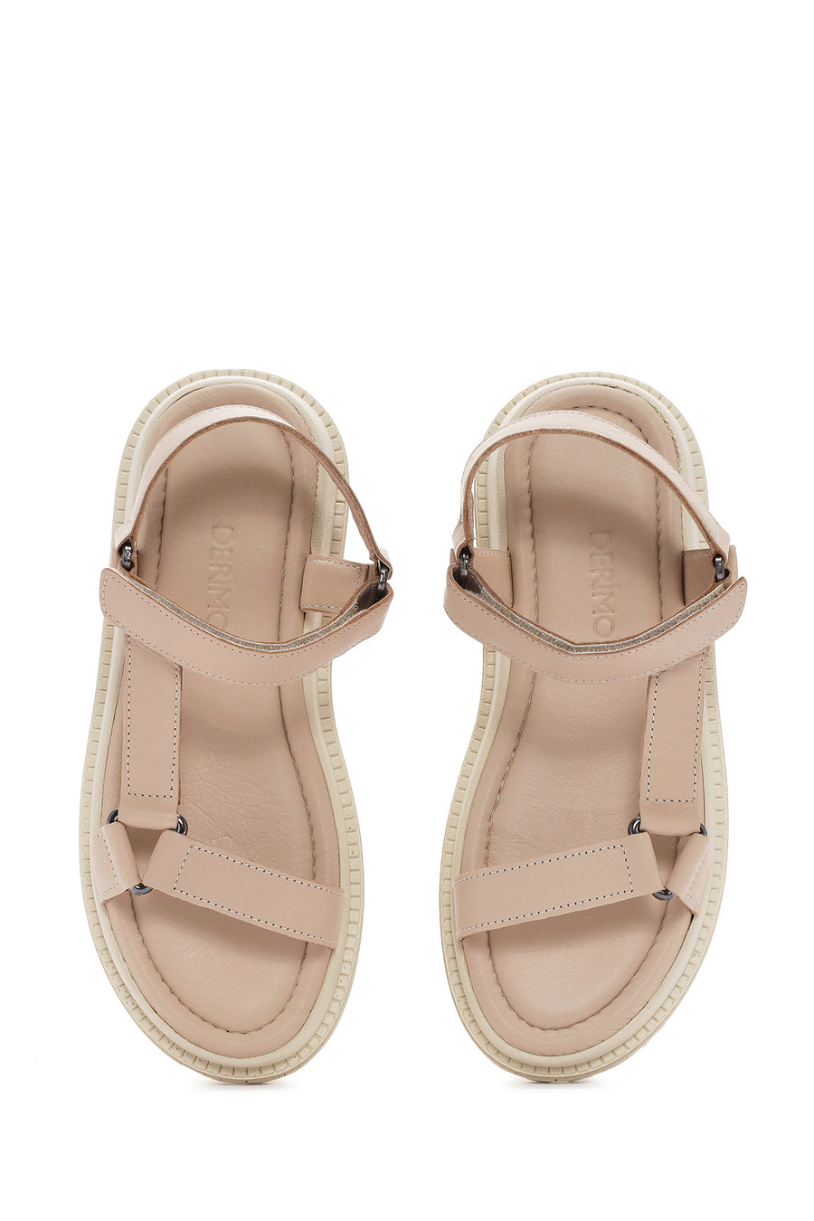 Kadın Bej Bilekten Bantlı Deri Comfort Sandalet