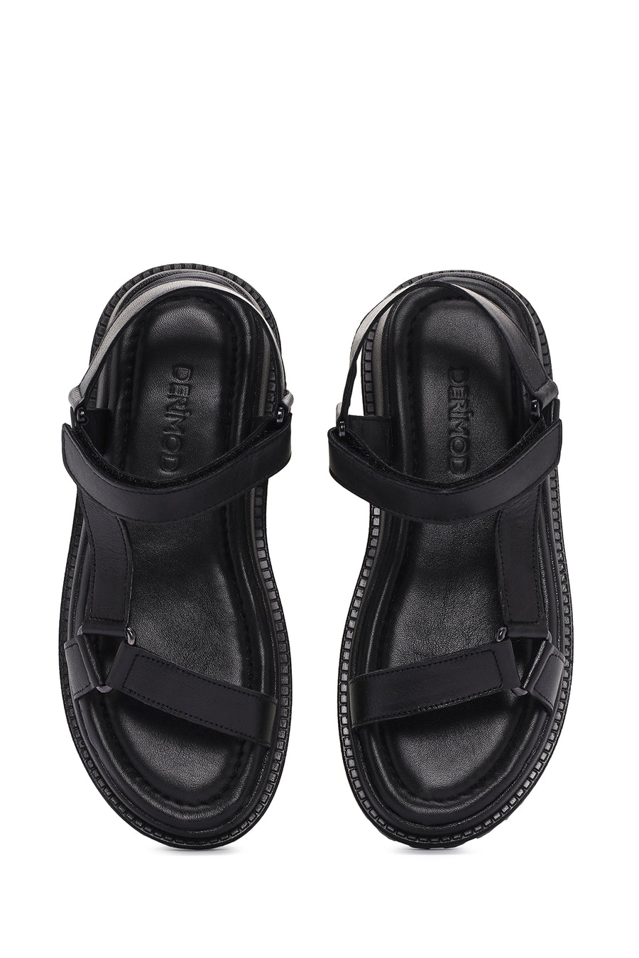 Kadın Siyah Bilekten Bantlı Deri Comfort Sandalet