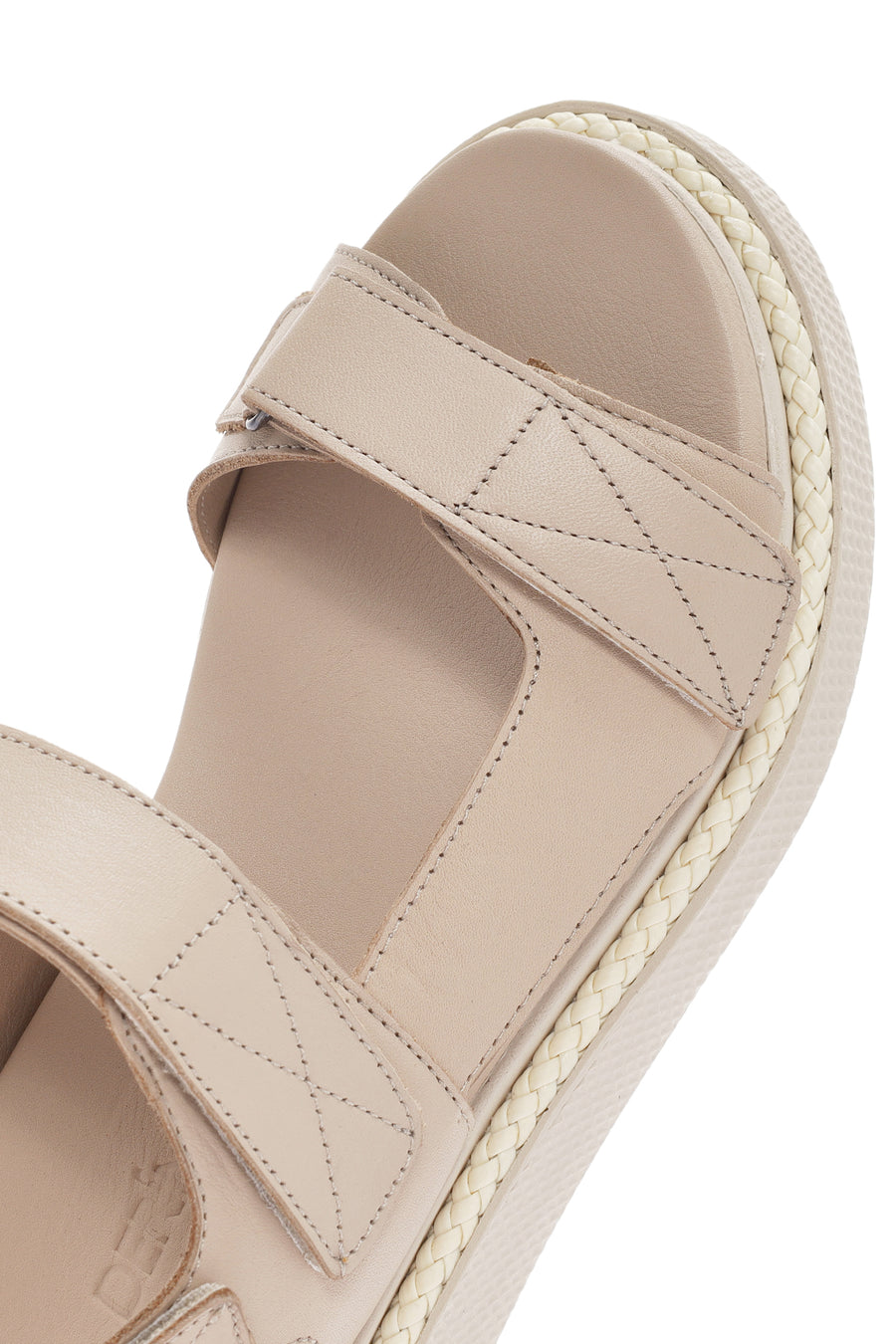 Women's Beige Strappy Leather Comfort Sandals