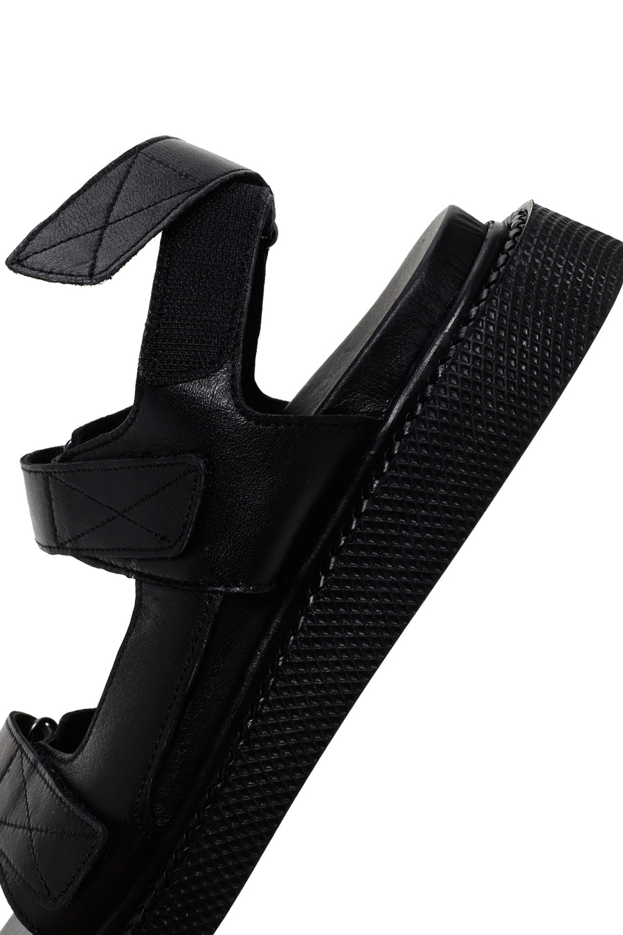 Women's Black Strappy Leather Comfort Sandals