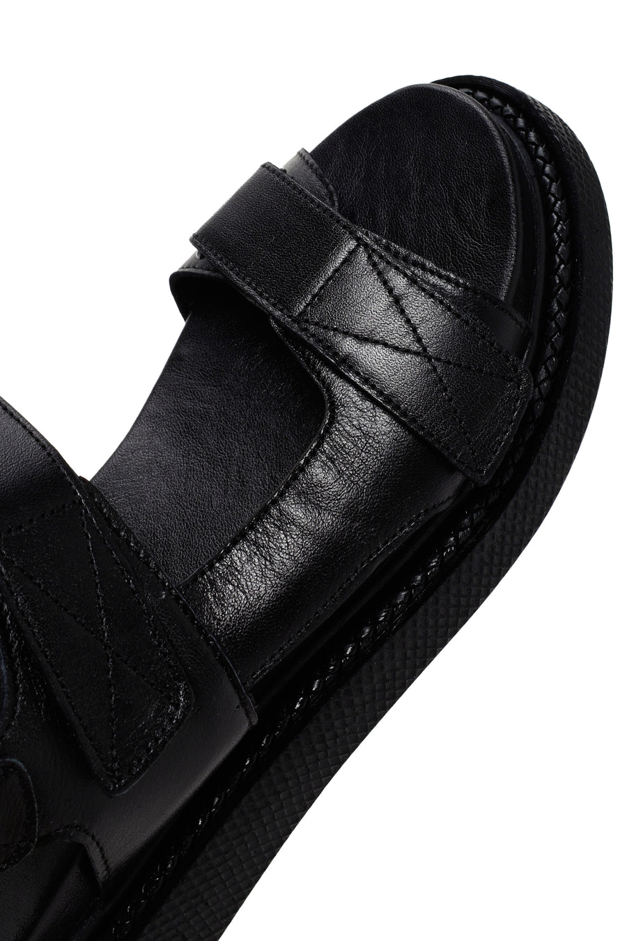 Women's Black Strappy Leather Comfort Sandals