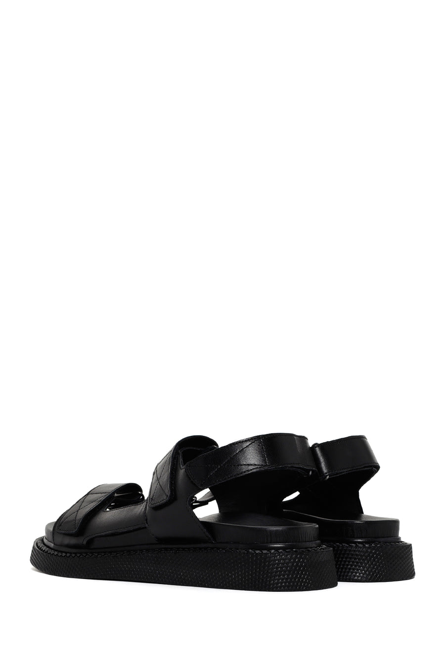 Women's Black Strappy Leather Comfort Sandals
