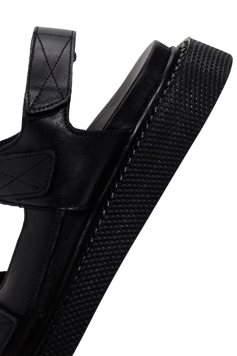 Women's Black Strappy Leather Comfort Sandals