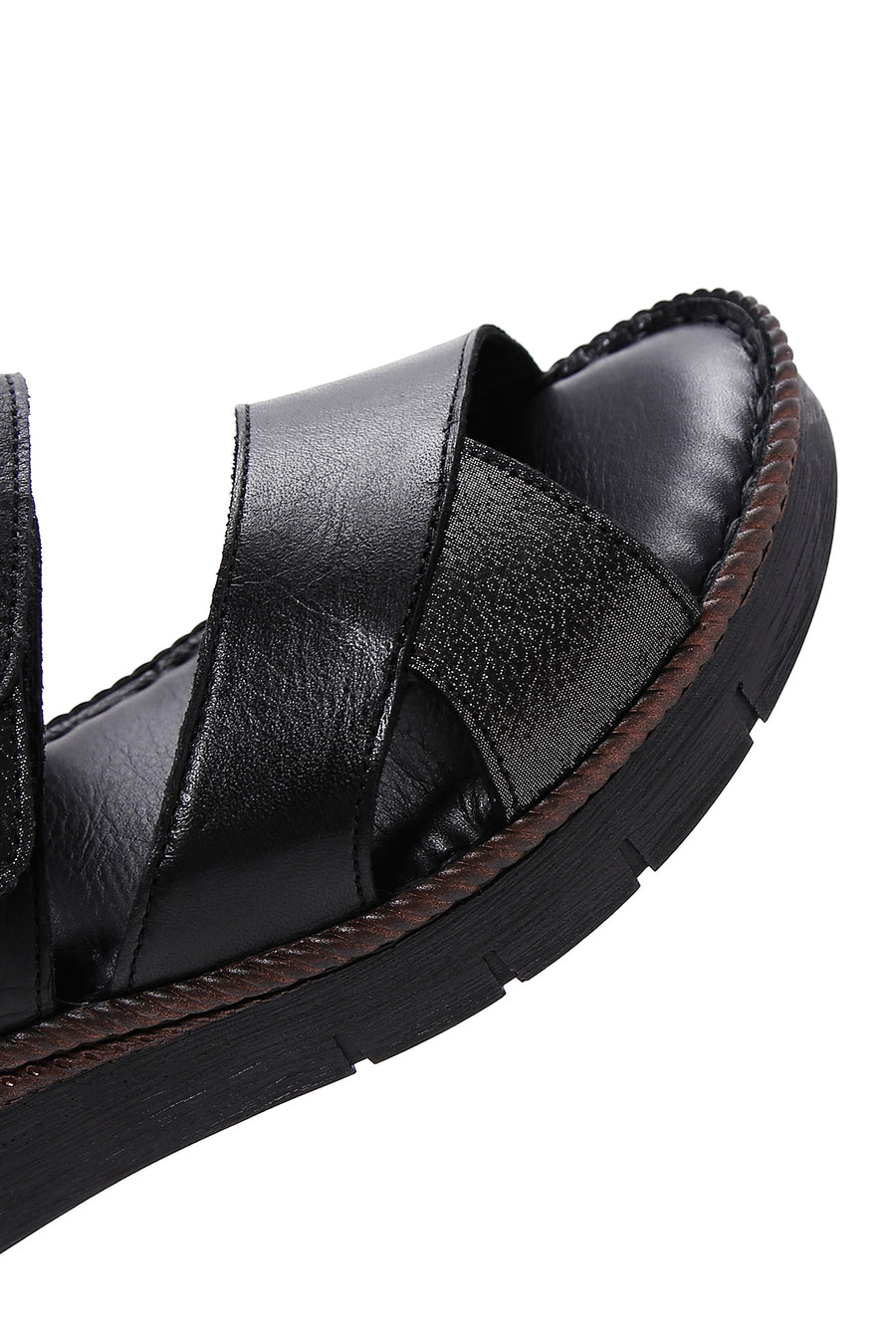 Kadın Siyah Bilekten Bantlı Deri Comfort Sandalet