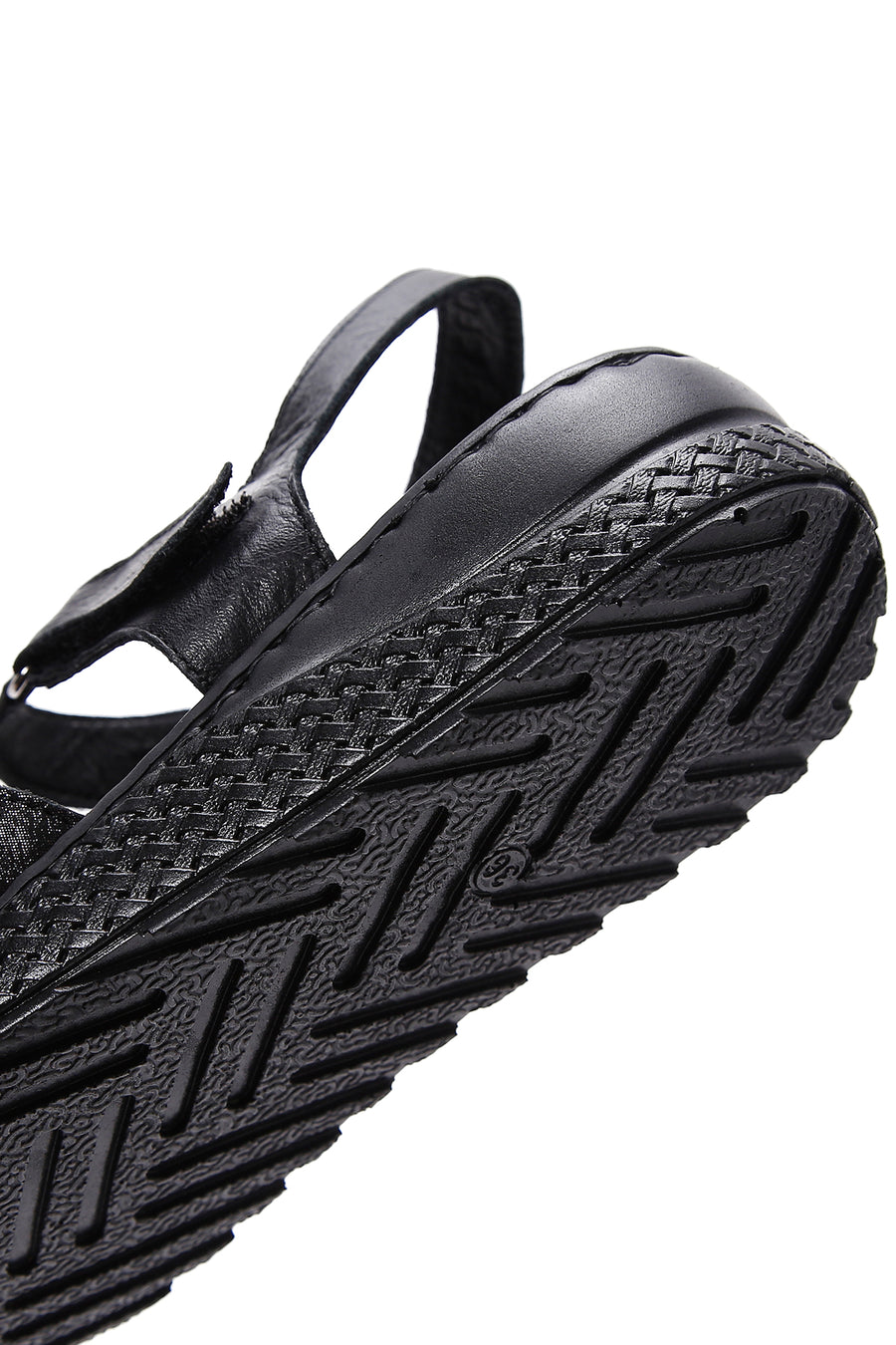 Women's Black Ankle Strap Leather Comfort Sandals